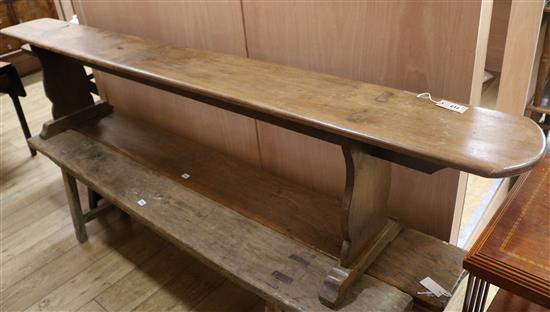 An oak bench stool, W.250cm